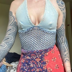 Denim halter festival top ONE SIZE
